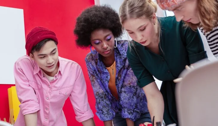 young team members working on a task