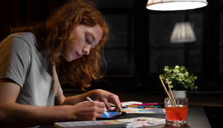 a girl working on a project
