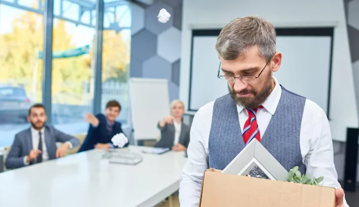 a sad employee leaving the workplace