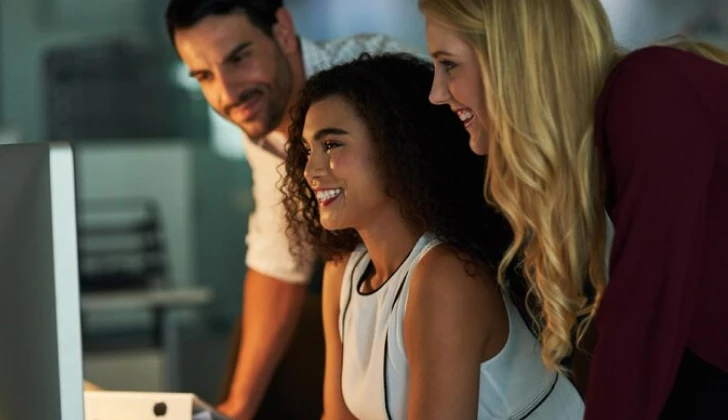 employees discussing a project