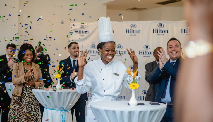 celebrating at Hilton Hotel