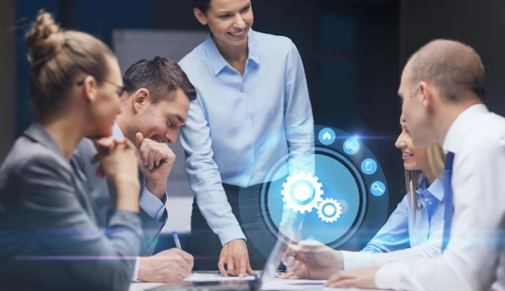 team members working on the project