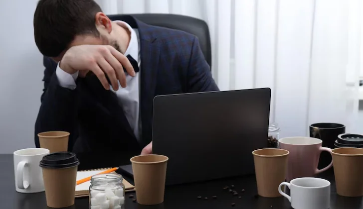 a tired employee at work