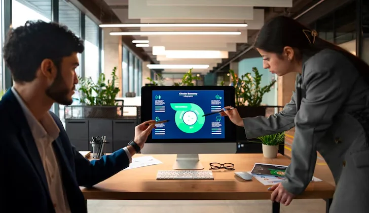 two employees working on a project