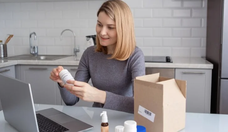 a woman unboxing 