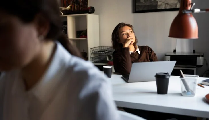 an employee waiting to leave the office