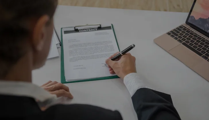 a person signing a contract