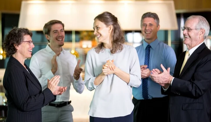 welcoming an employee in the office