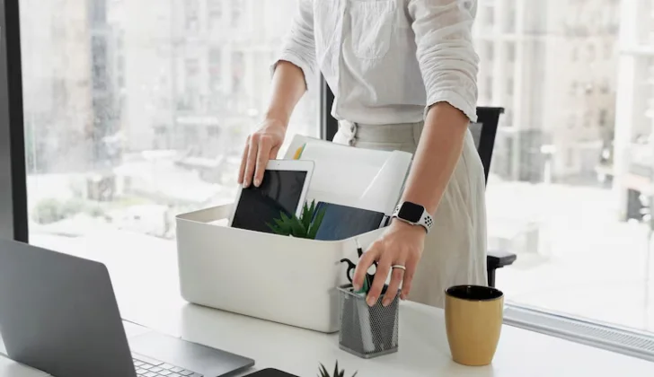 a person leaving workplace