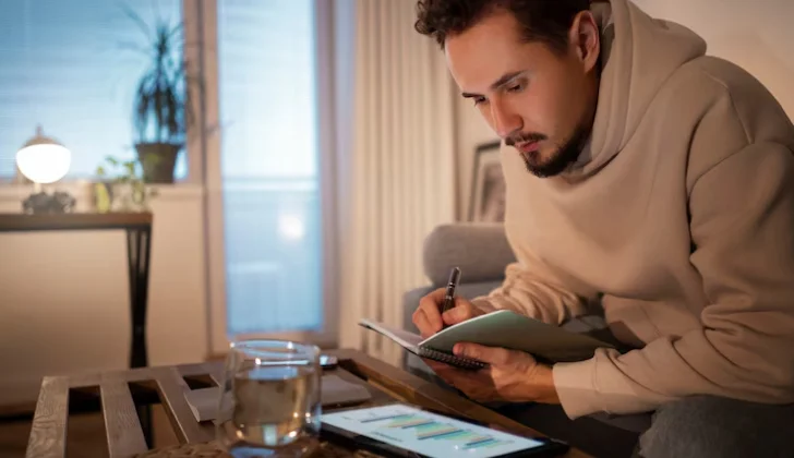 a person checking his documents 