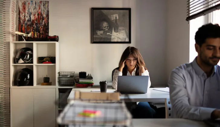 two employees working on a project