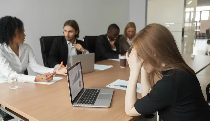 a worried employee at work