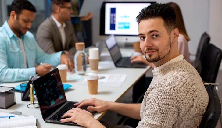 a happy employee at work