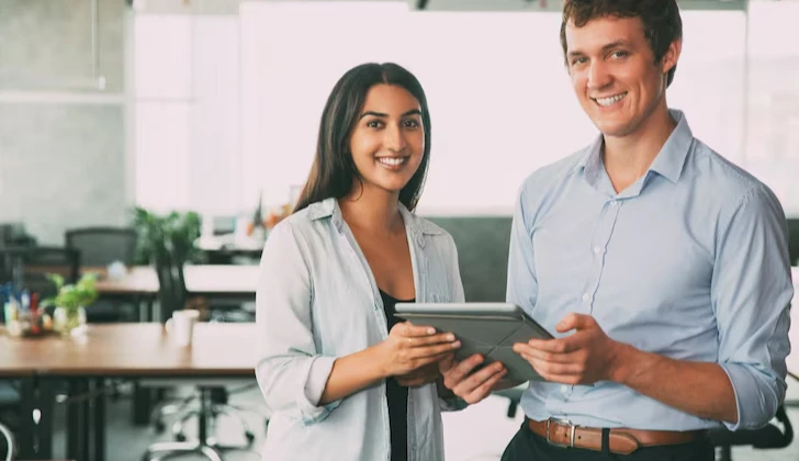 two employees working on a project