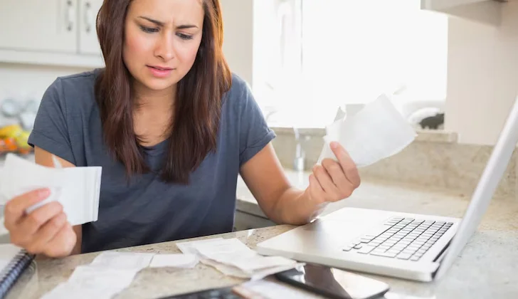 a woman checking her documents