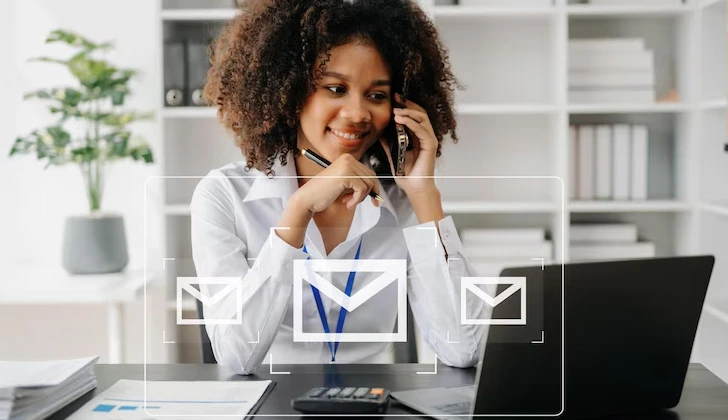 a woman checking her Inbox