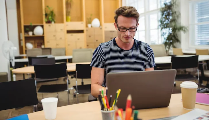 an employee working at the office