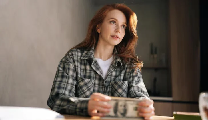 a woman counting money