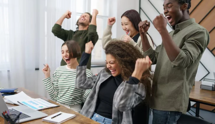 joyfull employees at work