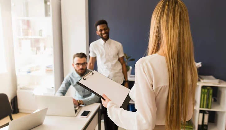 some employees having a conversation