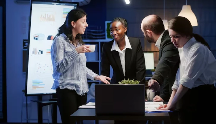 employees in a technological work environment