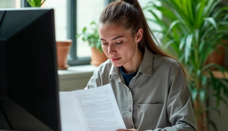 an employee checking a project