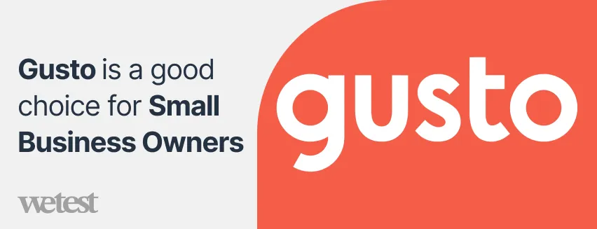 The brand logo of Gusto software