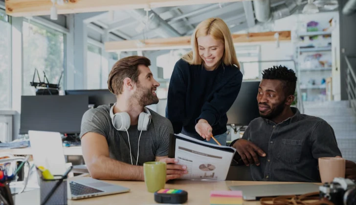 employees having a chat