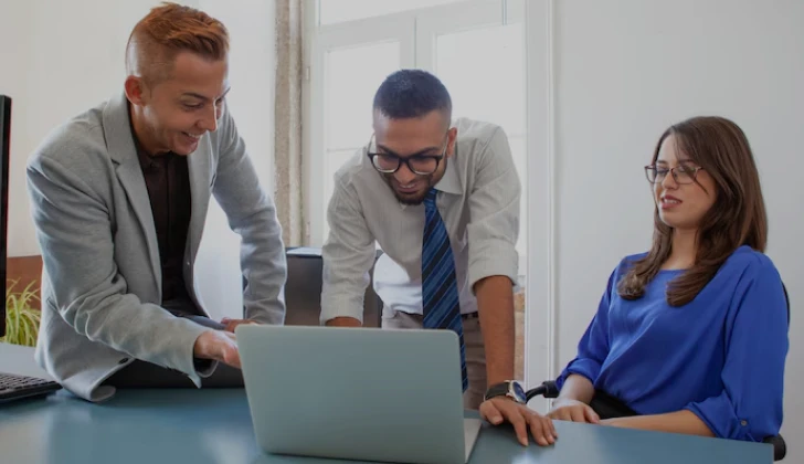 some employees working on a task
