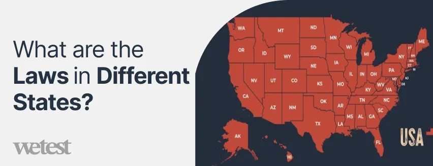 United State's map of different states