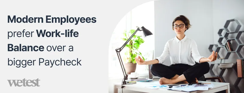A woman doing Yoga on top of a work desk