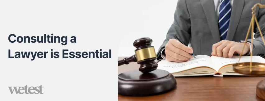 A lawyer with the text reading consulting a lawyer is essential