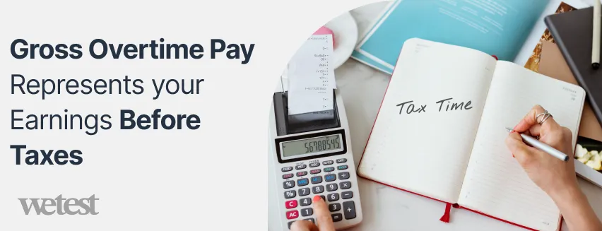 A woman calculating her income with the word tax time written on a notebook