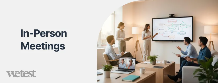 A group of co-workers having a meeting in an office