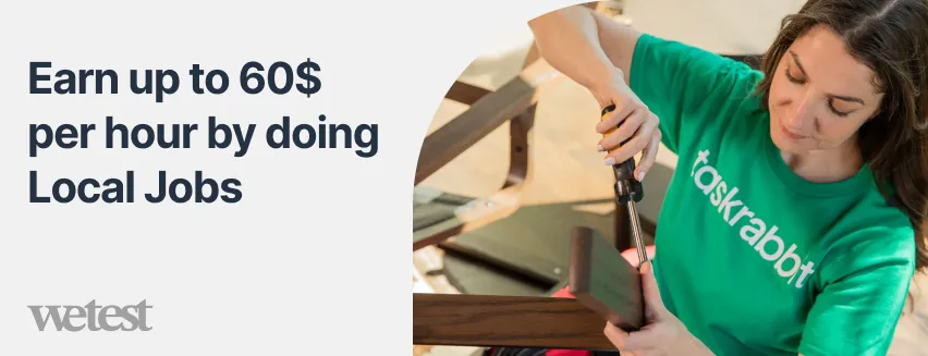 a woman fixing a chain wearing TaskRabbit logo shirt