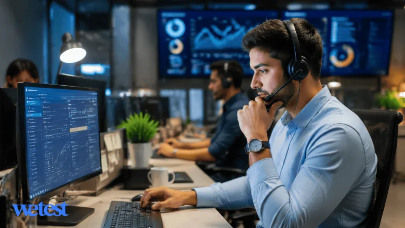 A male call center agent