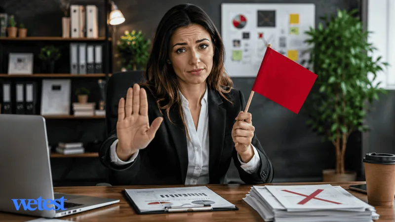 recruiter holding red flag