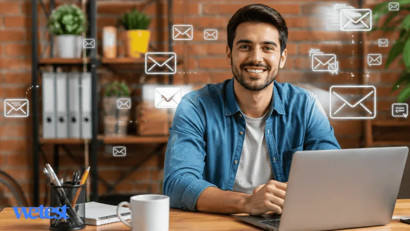 Email Marketer in office