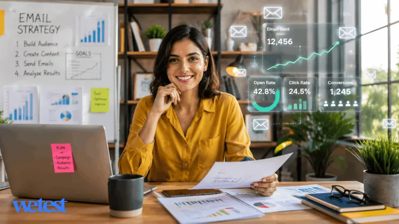 Email marketer working
